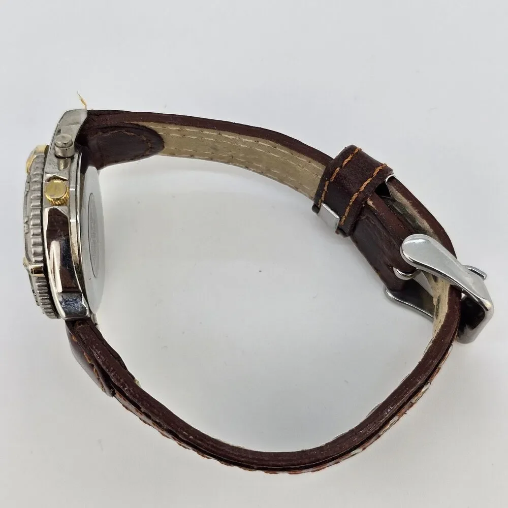 34MM Watch Women Question Mark Dial Brown Leather Bands Up to 6